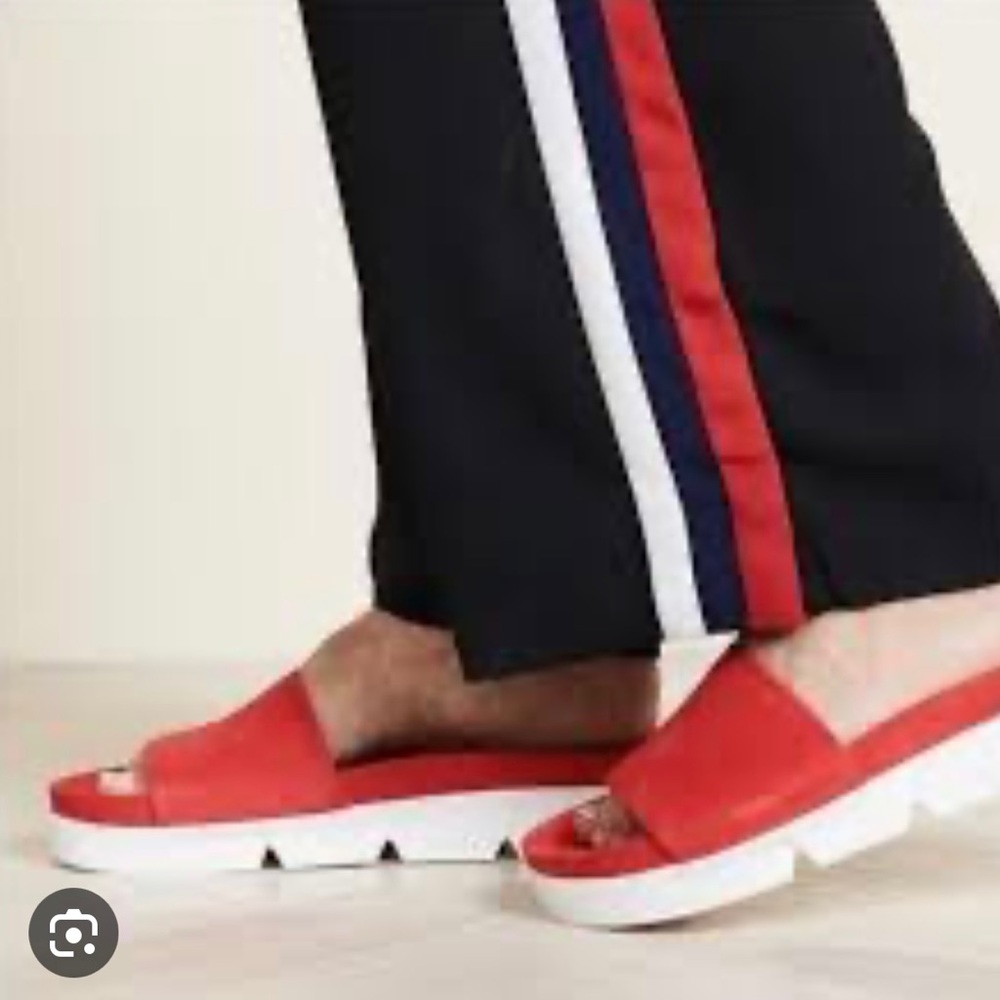 Stuart Weitzman Orange Suede Sport Slides - image 1